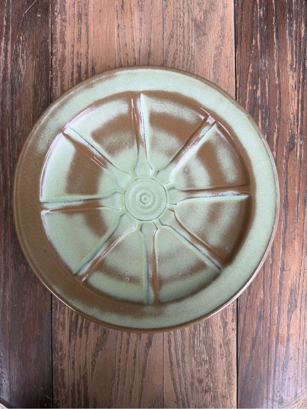 Frankoma 94FL Wagon Wheel Prairie Green Dinner Plate